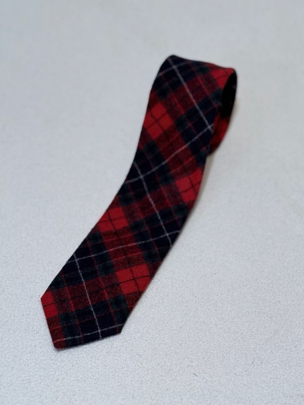 Pendleton Vintage Red and Black Tartan Plaid Wool Necktie Preppy Dark Academia
