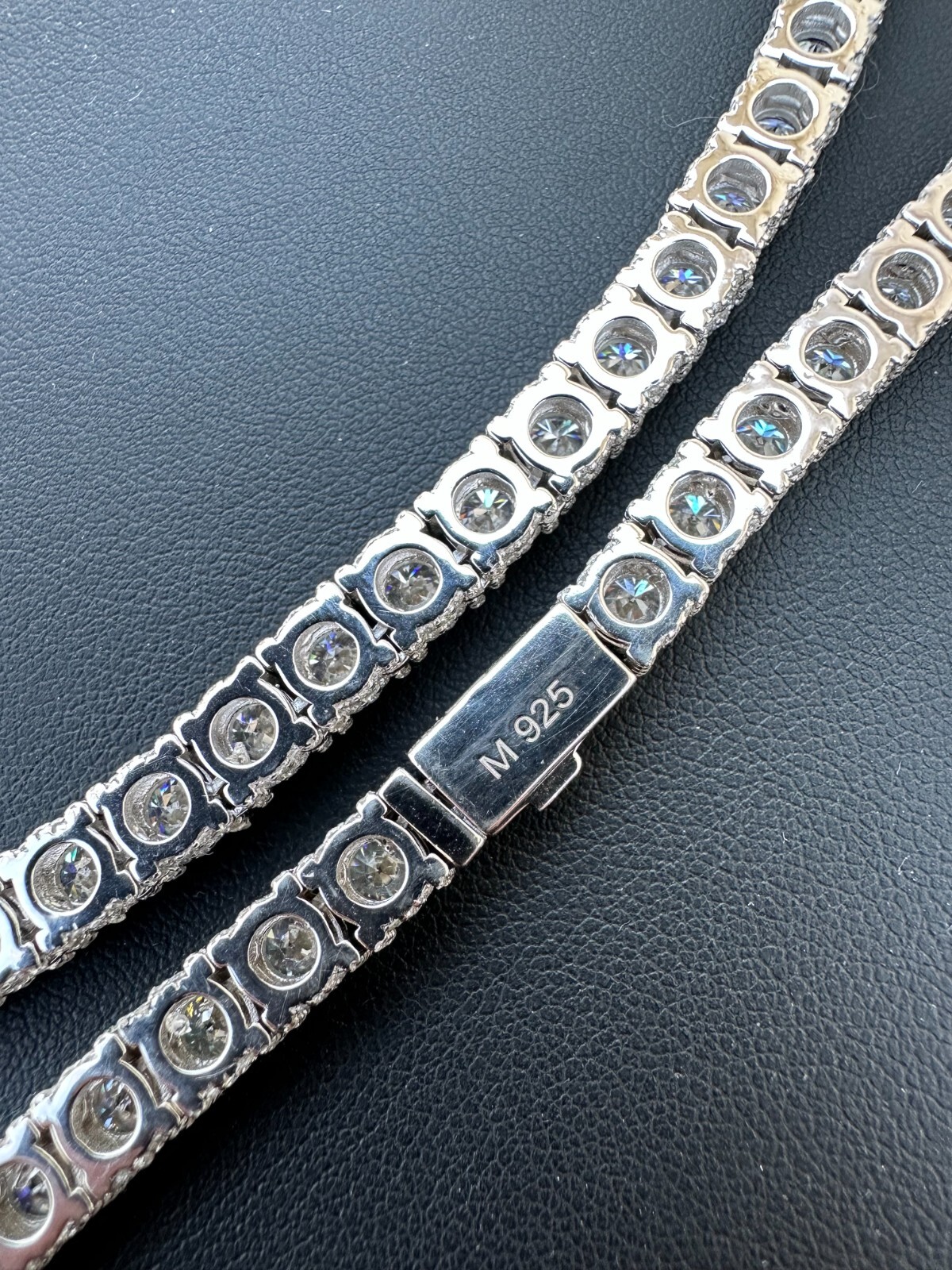 Pre-owned Harlembling 5mm Moissanite Tennis Chain Necklace Reinvented 925 Silver Stones On All Sides