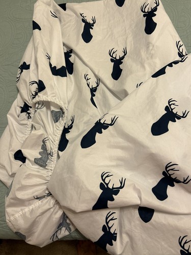 Sweet Jojo Designs Blue Stag Fitted Crib Sheet - Standard Crib/Toddler/Lot Of 2