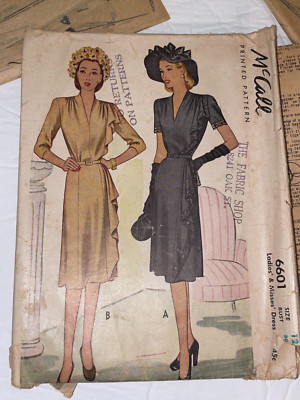 Vintage McCall Printed sewing pattern 6601 Ladies Misses Dress Sz 12 bust 30''
