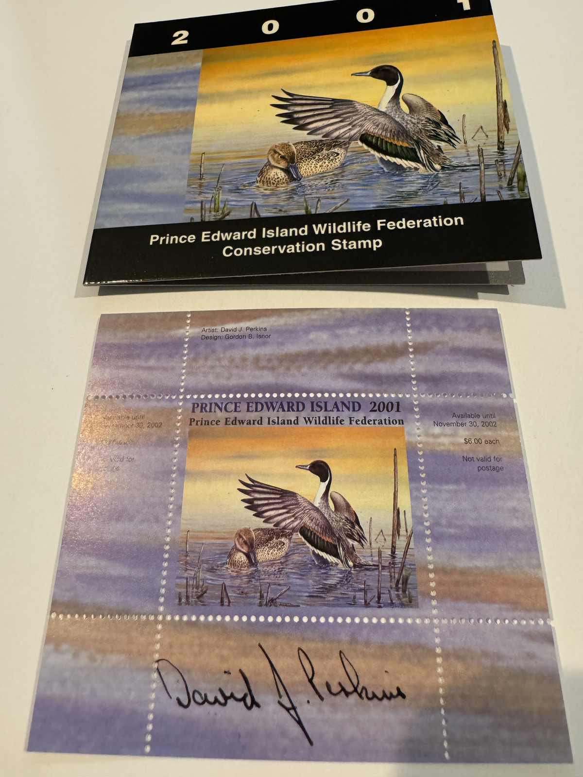CANADA 2001 Prince Edward Is. Wildlife Conservation Stamp (MNH) Signed by Artist