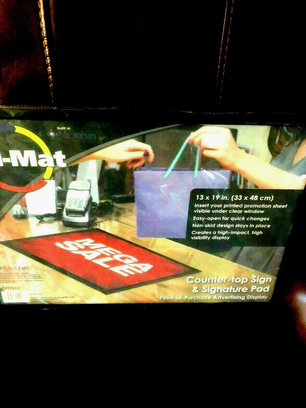 ARTISTIC AD MAT Counter-Top Sign pad - 13 by 19 inches - NEW -with Microban