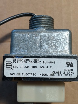 New Basler Electric Transformer BE23646001 Primary 120V Sec 16.5V 20VA Class 2.