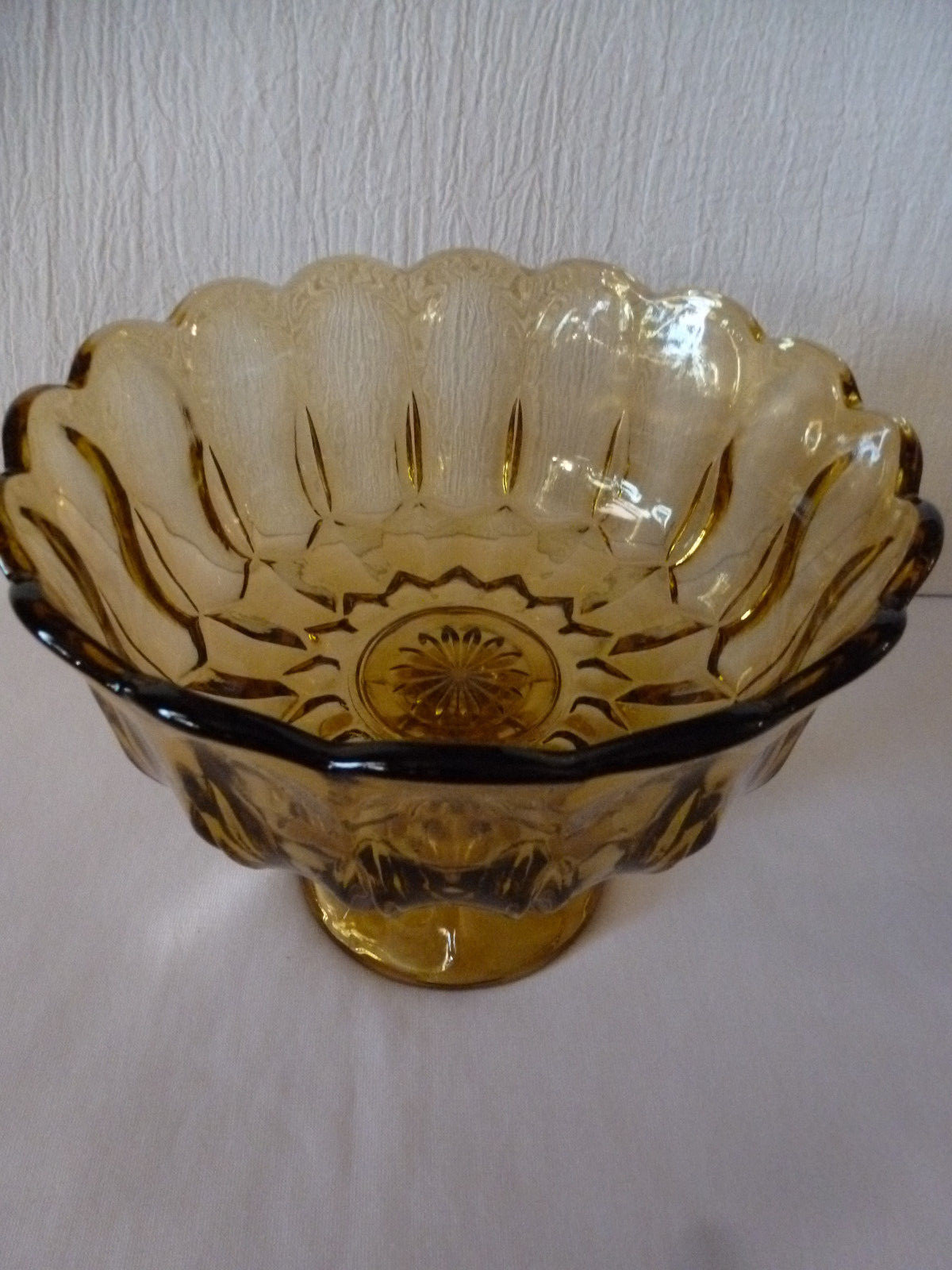 Vintage Anchor Hocking Fairfield Amber Glass Pedestal Compote