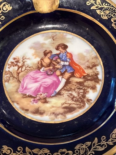 Limoges Veritable Porcelain Cobalt Blue Gold Fragonard