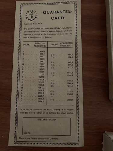 Vintage Bell Harmony Xylophone in Original Box-Made in Germany