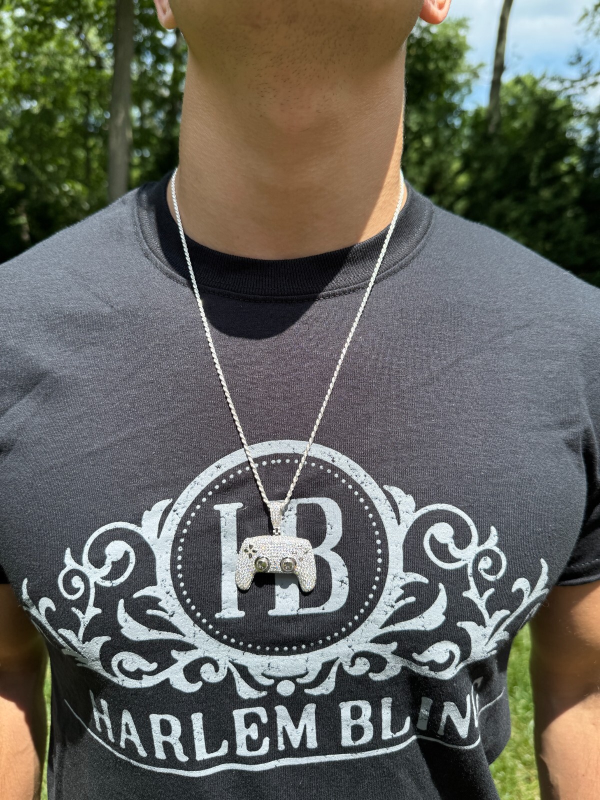 Pre-owned Harlembling Playstation Ps5 Controller Iced Pendant Moissanite 925 Silver 14k Gold Necklace