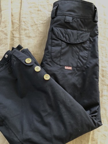 Pants Snow Ski Winter Black Button Detail