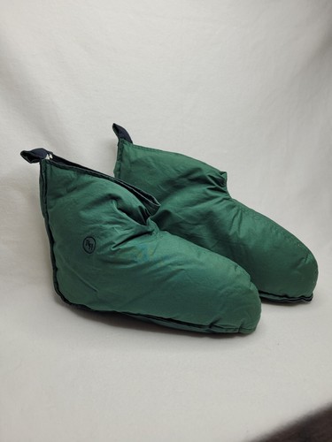 Restoration Hardware Duvet Slipper Down Booties Dark Green Blue Cozy Hygge