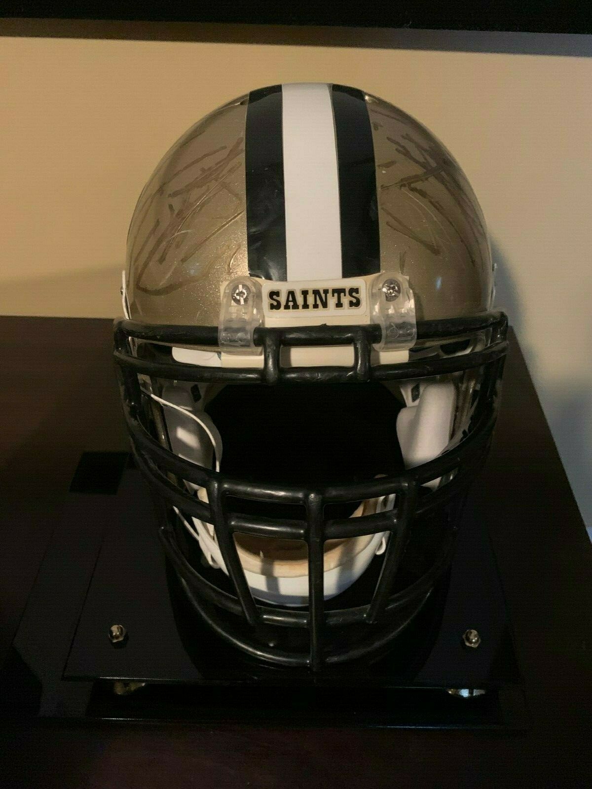 SUPER BOWL XLIV AND NFC GAME WORN HELMET Remi Ayodele New Orleans Saints MATCHED