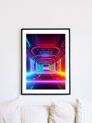 Neon Futuristic Sci Fi, Science Fiction Wall Art, Vivid Bright Colours- A3 Size