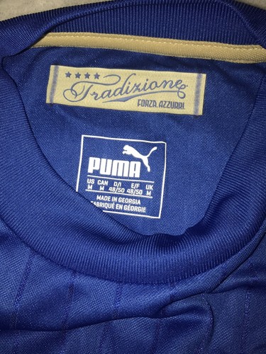 Puma Mens FIGC Italia Home Long Sleeve Replica Shirt Power Blue White Medium NWT