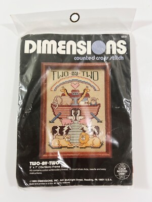 Dimensions Noahs Ark Counted Cross Stitch Kit 6551 Two by Two Vintage 1989