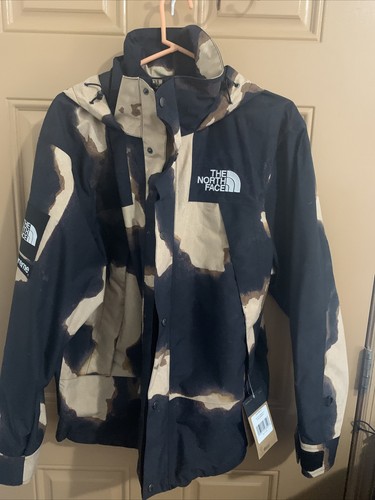 supreme x the north face bleached Denim Print mountain jacket sz large  brand new
