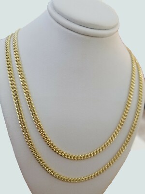 Pre-owned My Elite Jeweler Real 10k Gold Chain Miami Cuban Link Necklace 18" 20" 22" 24" 26" 4.5mm 10kt Oro