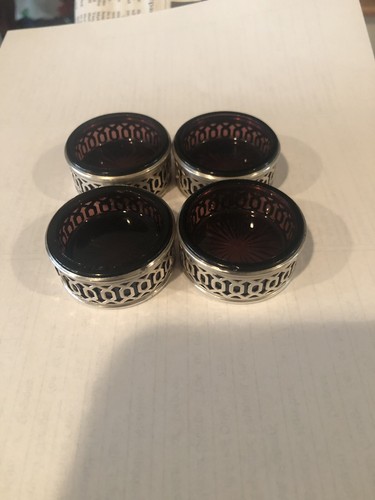 Vintage/Antique Sterling Wrapped Amethyst Glass Open Salt Dip / Salt Cellar