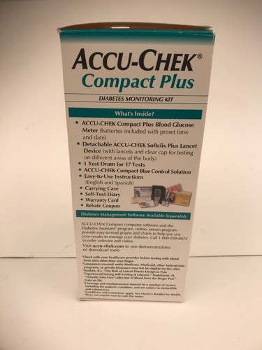 Accu-Chek Compact Plus GT Blood Glucose Sugar Monitor Meter. In box w/ case