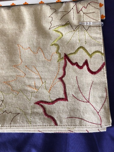Fall Embroidered Leaf Design table runner - 13