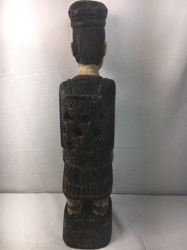 Burmese Carving Hill Tribe Woman Basket On Back 18.5” Vintage Teak