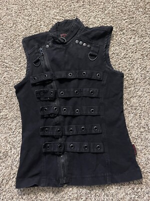 Tripp NYC Zip Off Bondo Vest Unisex XS Black Y2K Rave Goth