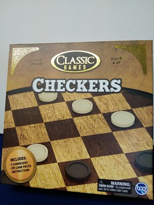 Checkers Classic Game Ages 6+ For 2 Players