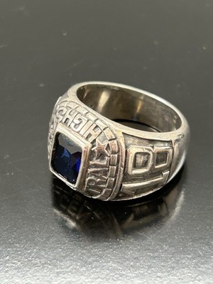 BAGUE ORUS BIJOUX CHEVALIÈRE UNIVERSITAIRE ARGENT 925 ZIRCONIUM BLEU T60