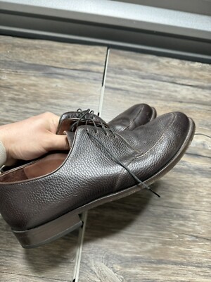 E-T Wright Men's Shoes Sz 12 EEE Brown Leather Oxford Pebbled Dress Shoes