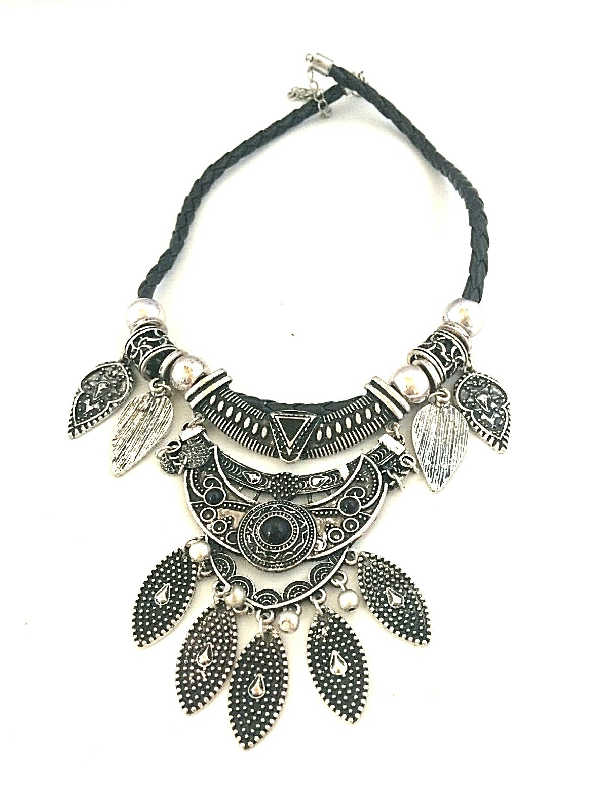 アクセサリー NY NH7748 DESIGNER INSPIRED TWO TONE TASSEL LEATHER CHOKER