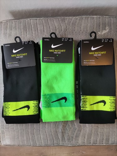 Nike Match Fit Stutzen Socken Fussball Strümpfe Schwarz Grün Gelb 42-46 LP 45€