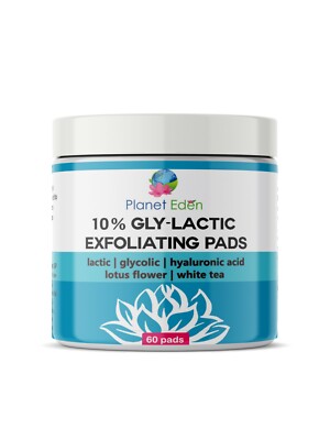 Planet Eden 10% Gly-Lactic Glycolic & Lactic Acid Skin Peel Exfoliating Pads 60 