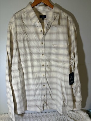 George 2XL  50-52 Micro Cord Ivory Plaid Cotton