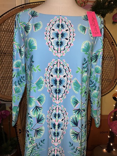 Pre-owned Lilly Pulitzer Seralina Maxi Frenchie Blue Mosaic Shells $298 Size L,xl In Multicolor