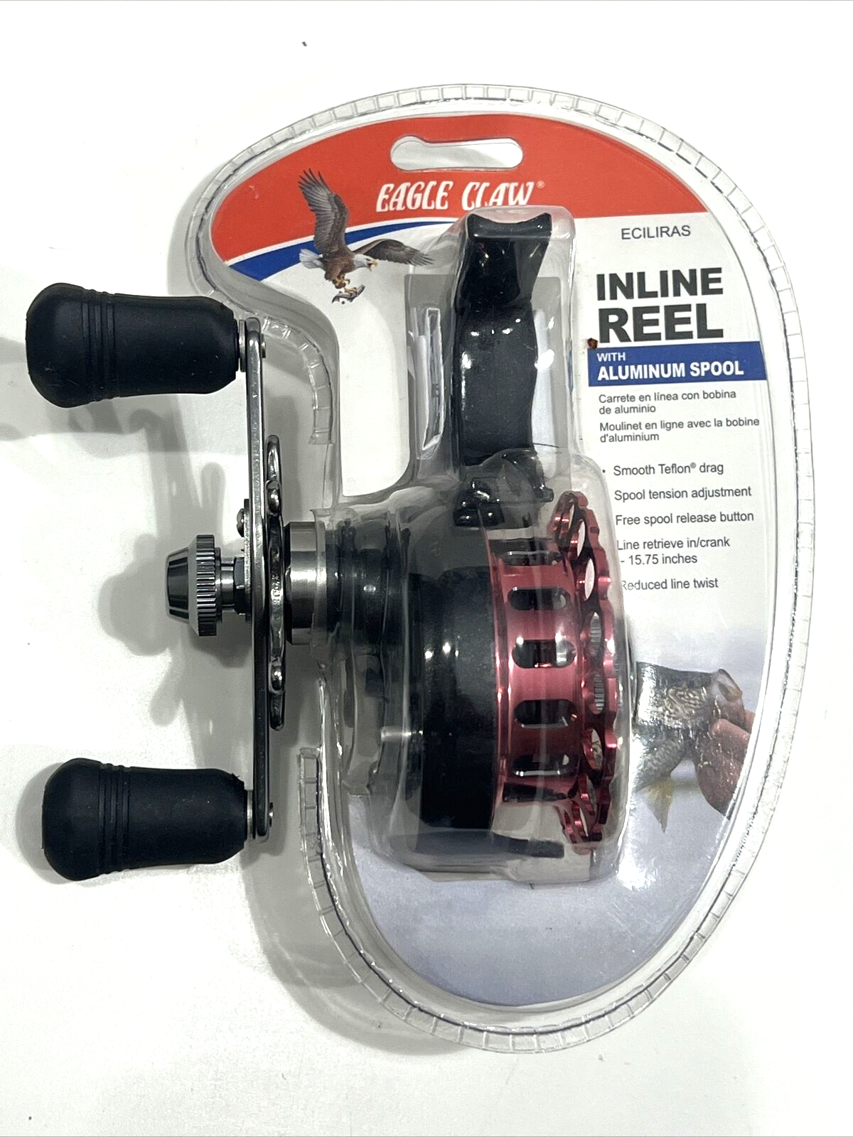 Eagle Claw Premium, In Line Ice Reel, 5 Ball Bearings, Aluminum Spool