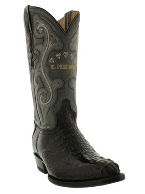 Pre-owned El Presidente Mens Real Black Crocodile Western Hornback Leather Cowboy J Toe Rodeo Boots