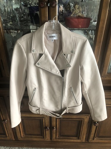 BB Dakota Pink Faux Leather Moto Jacket Biker MEDIUM M