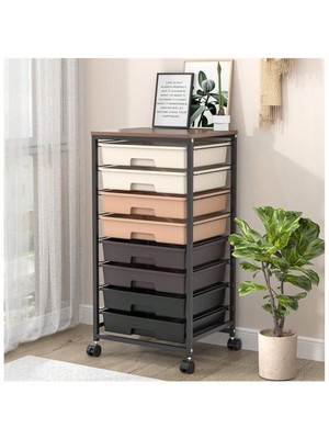 KINGRACK Rolling Storage Cart With Drawers,Utility Cart With 8 Drawers