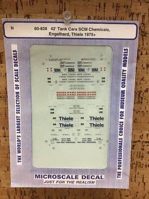 Microscale Decals N Scale 60-828: 52  Tank Cars SCM Chemicals, Engelhard, Thiele