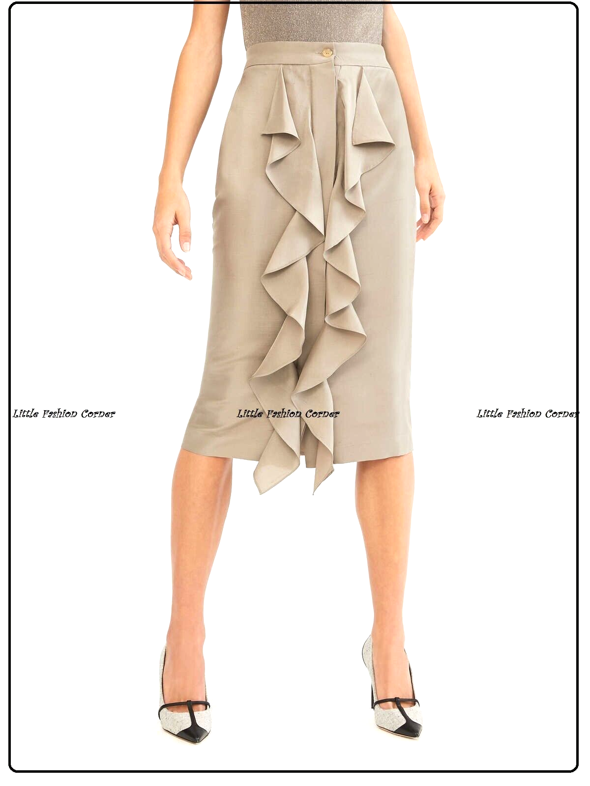 RRP€379🌟 MAX MARA SILK skirt with Ruffles USA6_ IT40_ DE36_