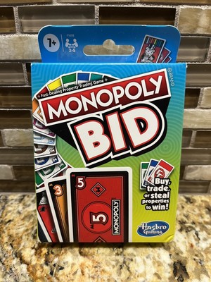 NEW IN BOX Hasbro Monopoly Bid Card Game Buy, Trade, or Steal Properties To Win!