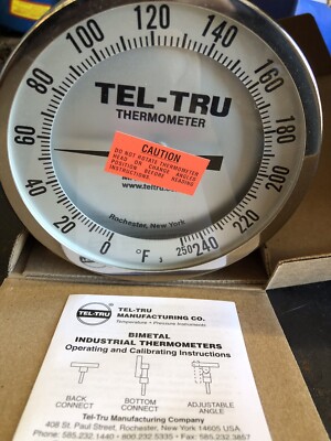 Tel-tru AA575R Stainless Thermometer 4in 12in 0-250 F 1/2in NPT 460W54