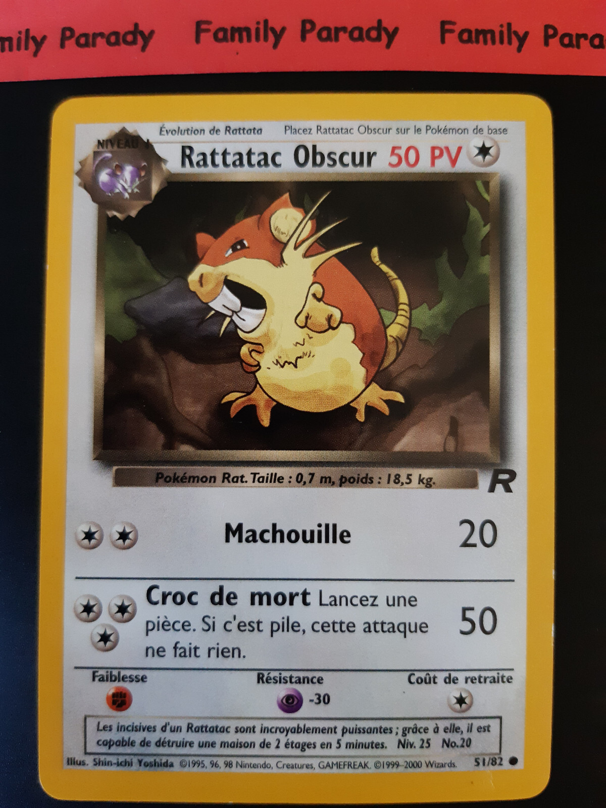 Rattatac Obscur 50Pv 51/82 Pokemon Card Wizards Team Rocket