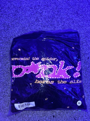 100% Authentic Sp5der hoodie v2 Black and Pink (X Large)