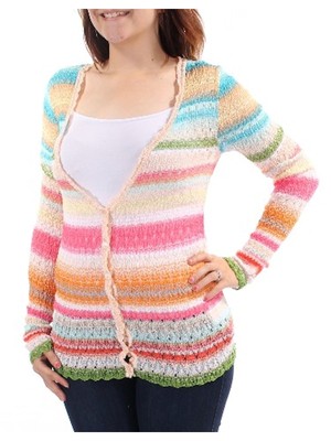 

MISSONI Женский розовый прозрачный полосатый топ с длинными рукавами и V-образным вырезом Размер