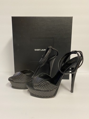 YSL Saint Laurent Ankle Strap Sandals Pumps Studded Heels