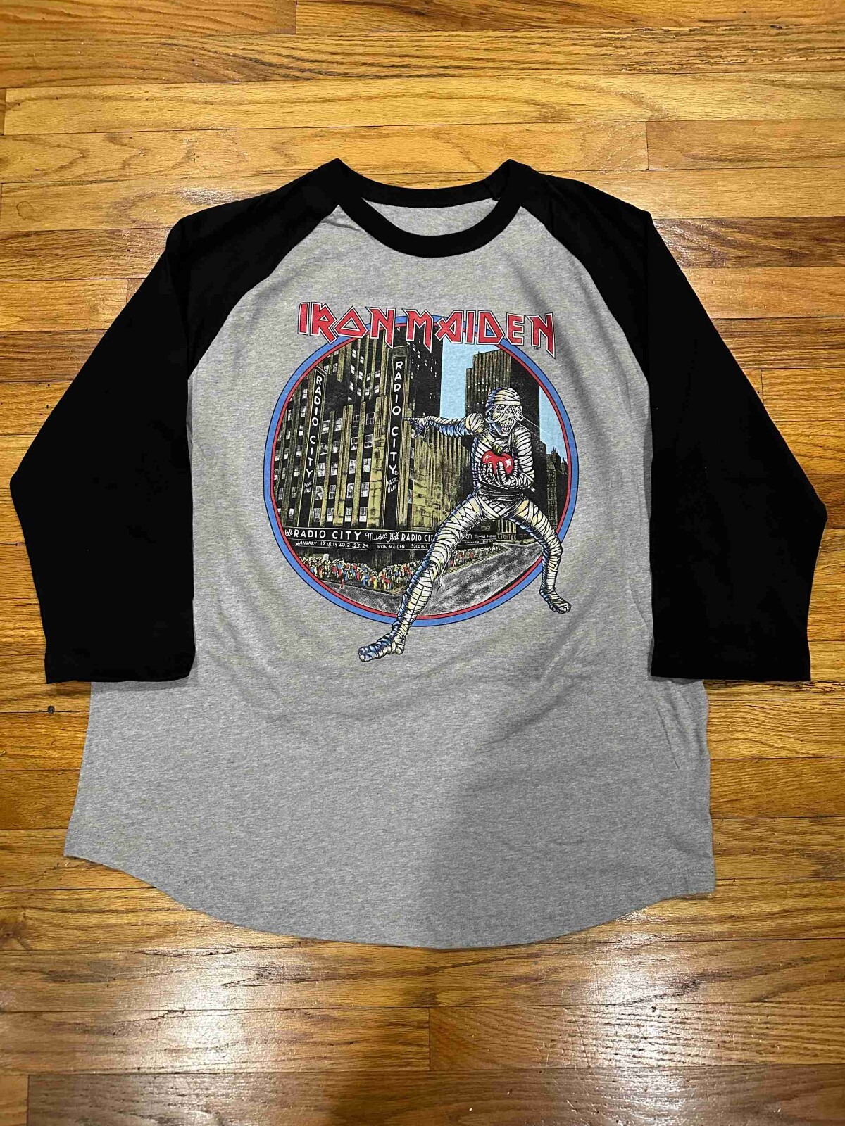 Iron Maiden New York Tour 1985 Raglan HEATHER/BLACK S to 3XL