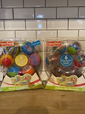 2 Fisher Price Roll a Rounds Balls Sensory Touch & Tickle Listen Up Rounds NEW