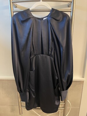 Acler Midnight Blue Paringa Satin Short Dress Size 4 New