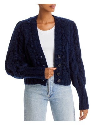 

SEA NEW YORK Женский кардиган темно-синего цвета Heather Blouson с рукавами V-образным вырезом на пуговицах, Navy