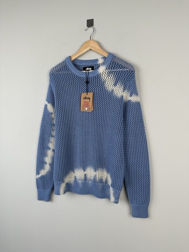 Pre-owned Stussy Mens  Pigment Dyed Loose Gauge Knitwear Sweater Size M,l In Blue