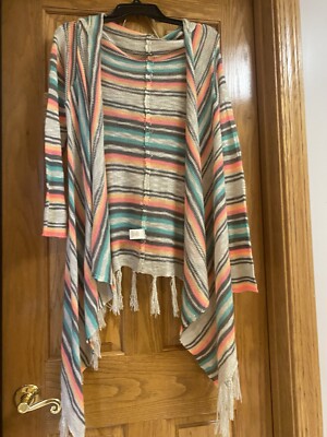 NWOT Self Esteem Brand Serape Style Hooded Sweater Women s Size S